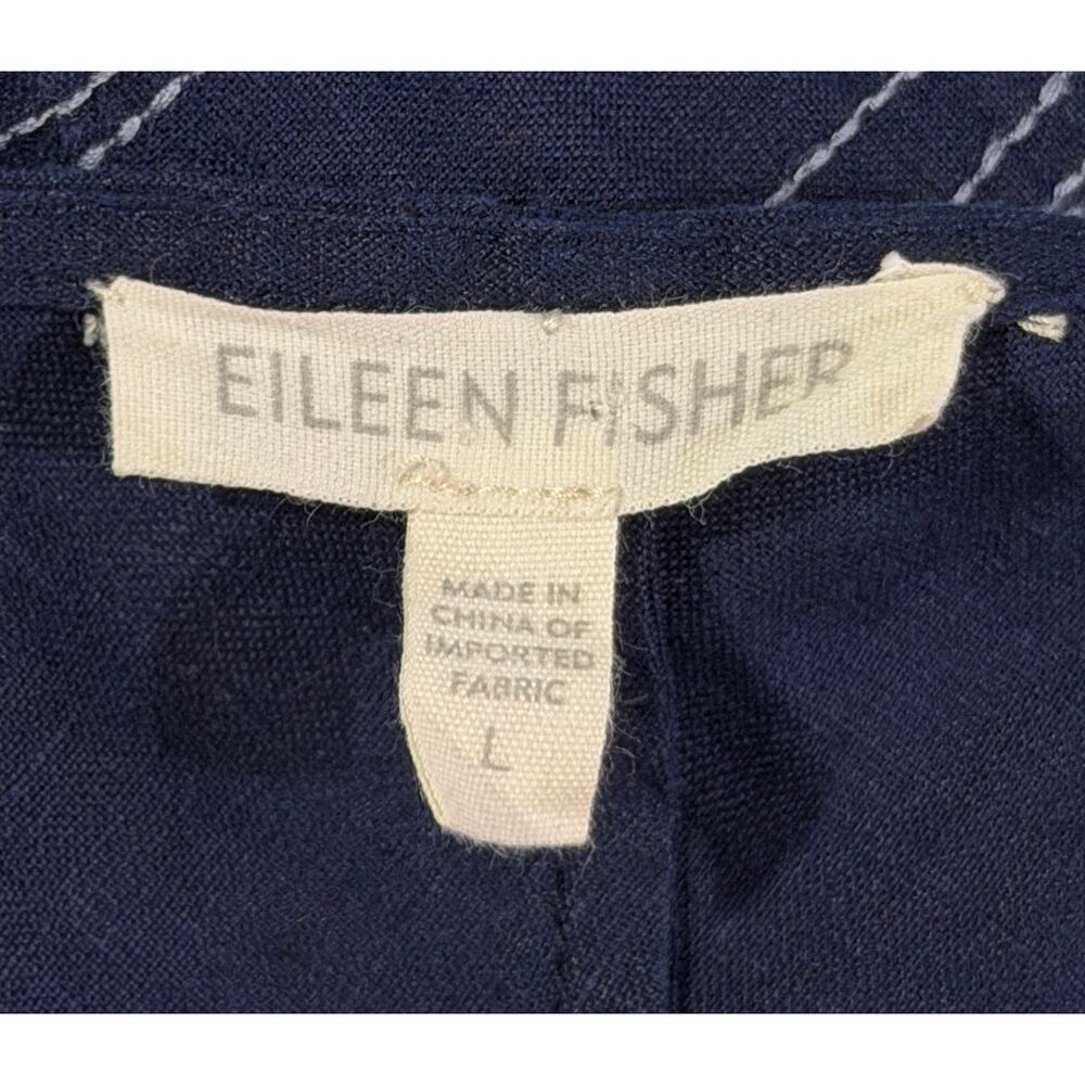Eileen Fisher Irish Linen Asymmetric Handkerchief Hem Dress Blue Large Lagenlook - Picture 9 of 11